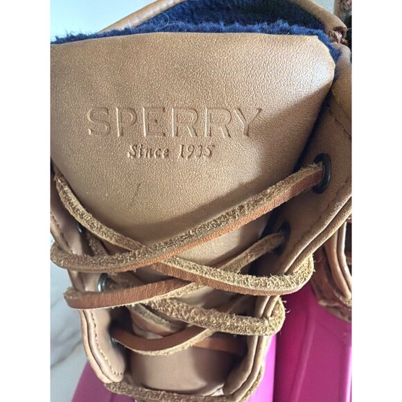 Sperry Girls Saltwater Pink & Tan Waterproof Duck Boots Size 13 US Fleece Lining - Picture 2 of 8